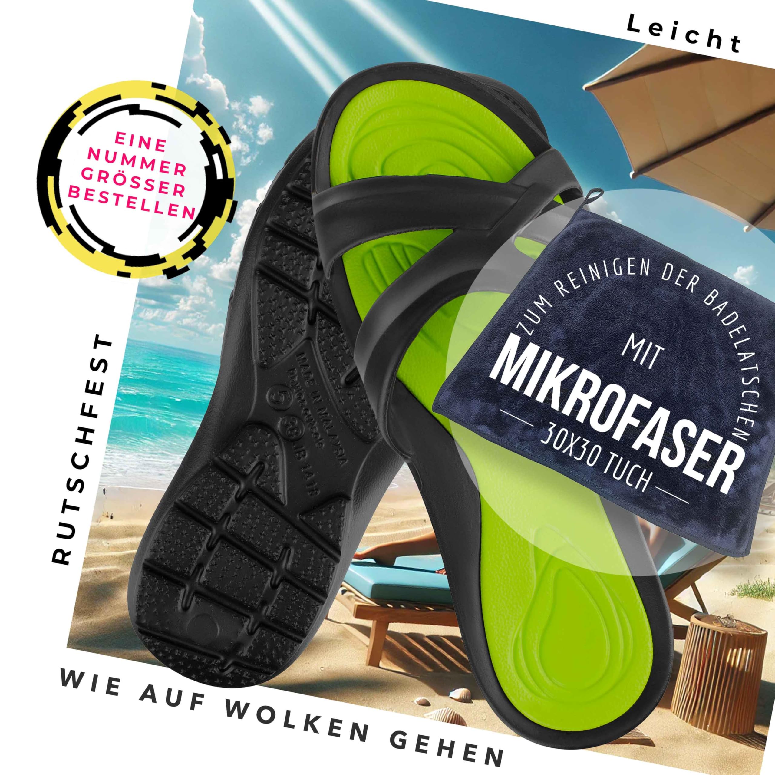 Aqua Speed - Set - Bathing slippers PANAMA + microfibre towel | Ladies | Shower sandals | Bathing slippers