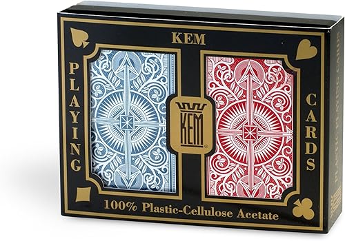KEM Cartas de juego Jumbo de tamaño de puente rojo y azul