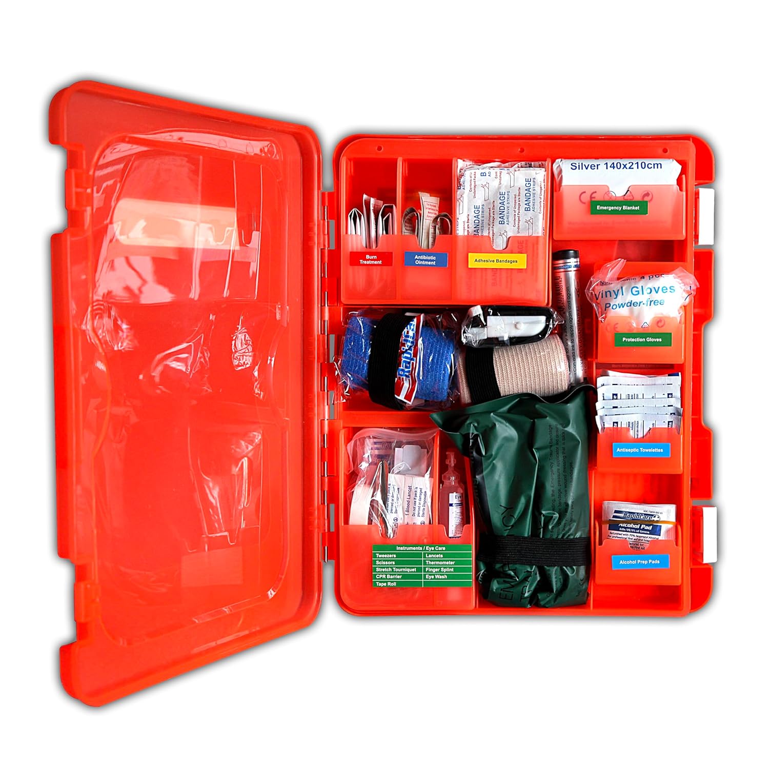 Rapid Care First Aid Kit, 100 Person Trauma Kit, 217 Pieces, ANSI 2021 Compliant, Exceeds OSHA Standards, AB2660 Trauma Ready, for Workplace, Home, Jobsite, Outdoor Emergency Use