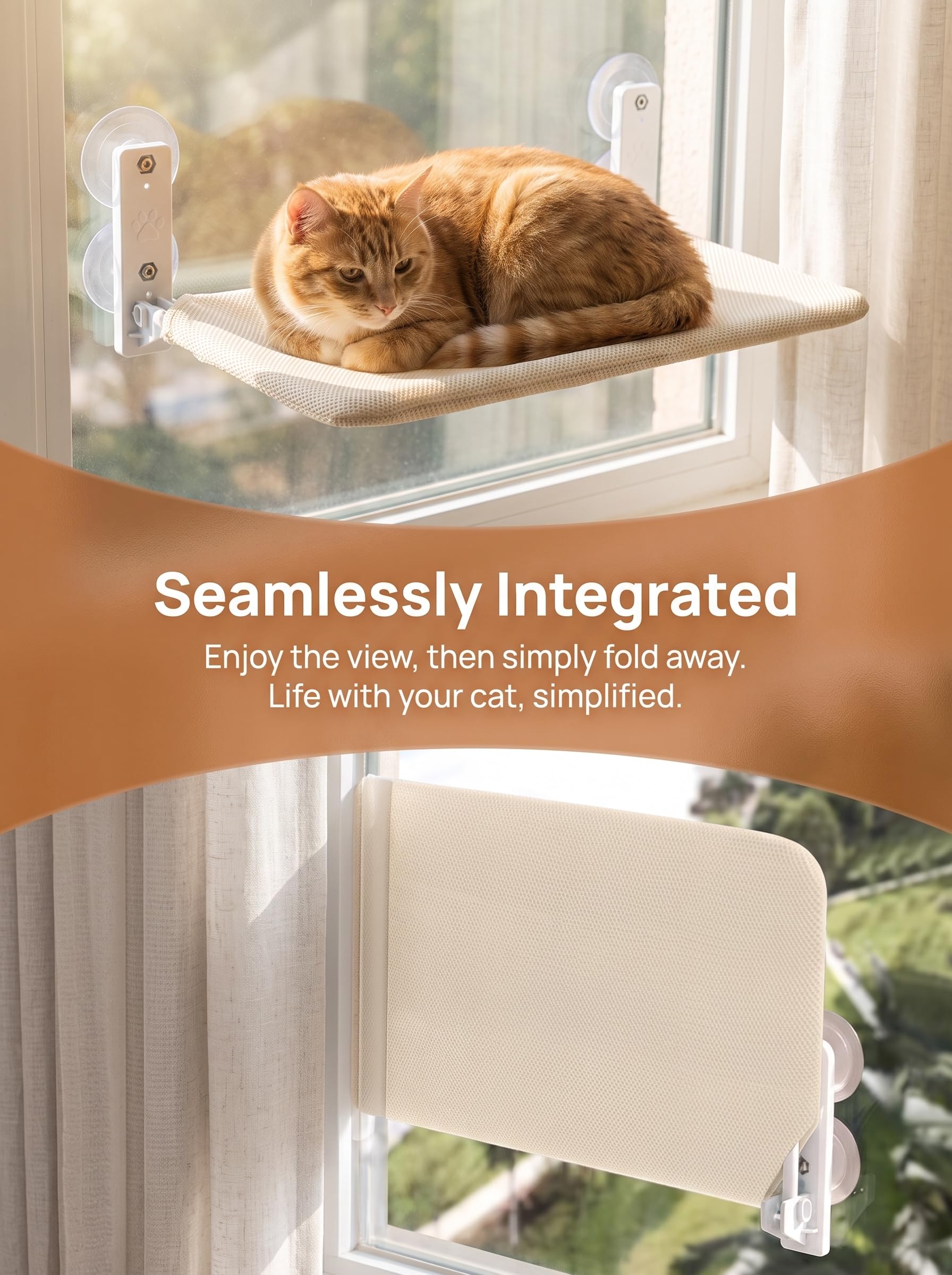 Hamac pour Chat 52 x 30 cm, Lit pour Chat, Fenêtre, Tapis Réversible, jusqu'à 18 kg