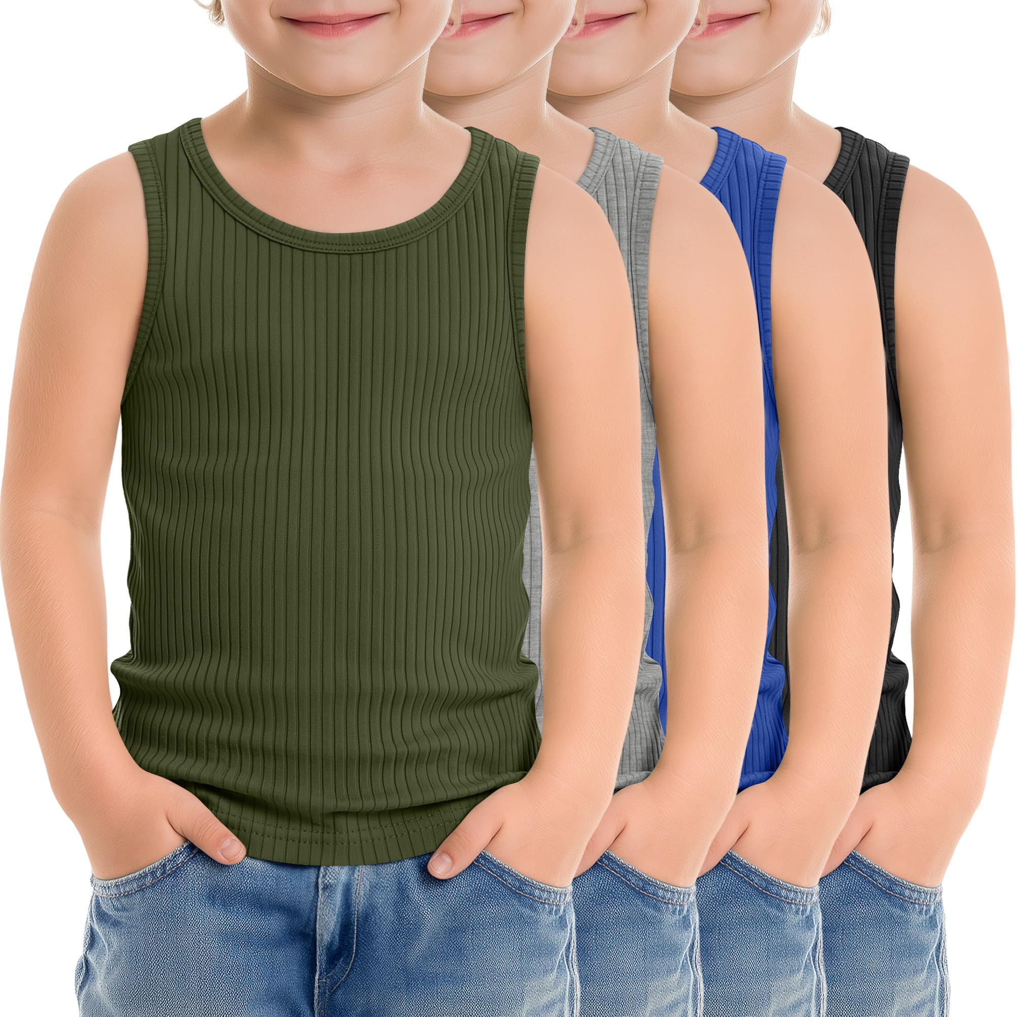 4 Pack Toddler Boys Cotton Tank Tops