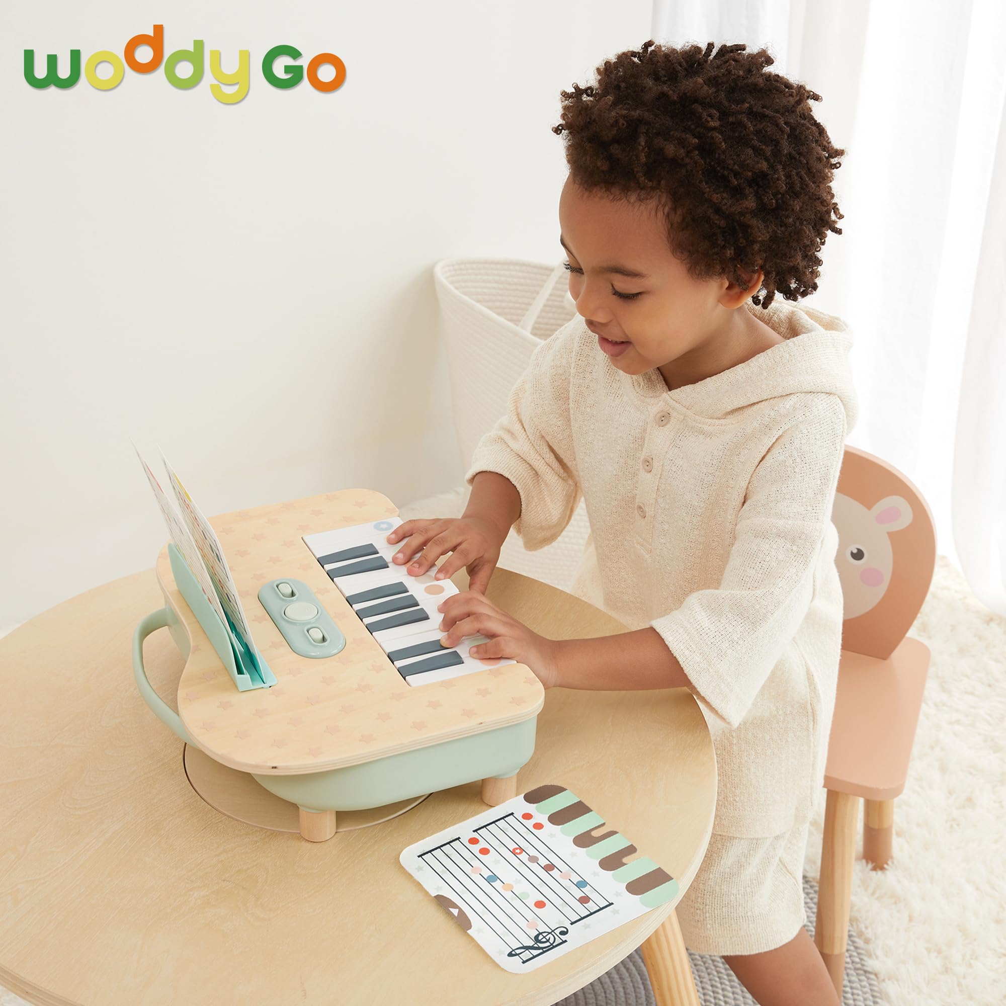 Holz Kinderklavier 18 Tasten Digital, Musikspielzeug für Kleinkinder ab 2 Jahren, Montessori Lernspielzeug Musikinstrument, Geschenk für Jungen und Mädchen