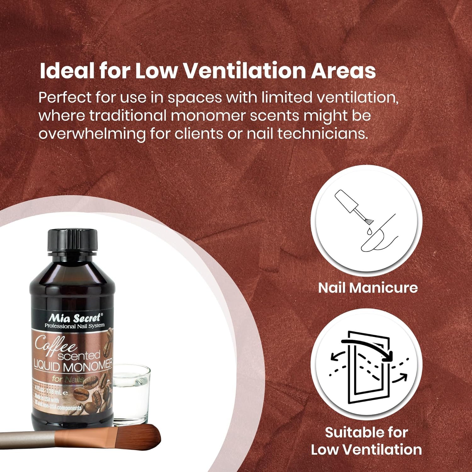 Mia Secret COFFEE SCENTED Liquid Monomer - Alternate Acrylic Nail Liquid for Acrylic Powder - EMA monomer - Scented Nail Monomer liquid - ema monomer acrylic nail liquid (8 oz.)