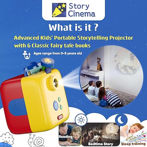 Miniatura 2 de Story Cinema - Proyector de cuentos para niños, interactivo, lectura en voz alta, juego de iniciación audiovisual con 6 libros clásicos, 6 paquetes