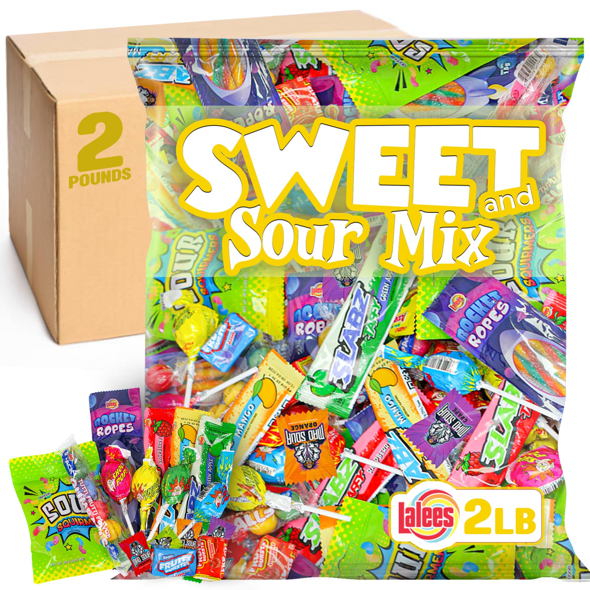 Sweet and Sour Candy Mix – 2 Pounds - Individually Wrapped Bulk Mix for Parties, Goodie Bags & Gifts – Assorted Super Sour Treats for Kids, Adults & Events
