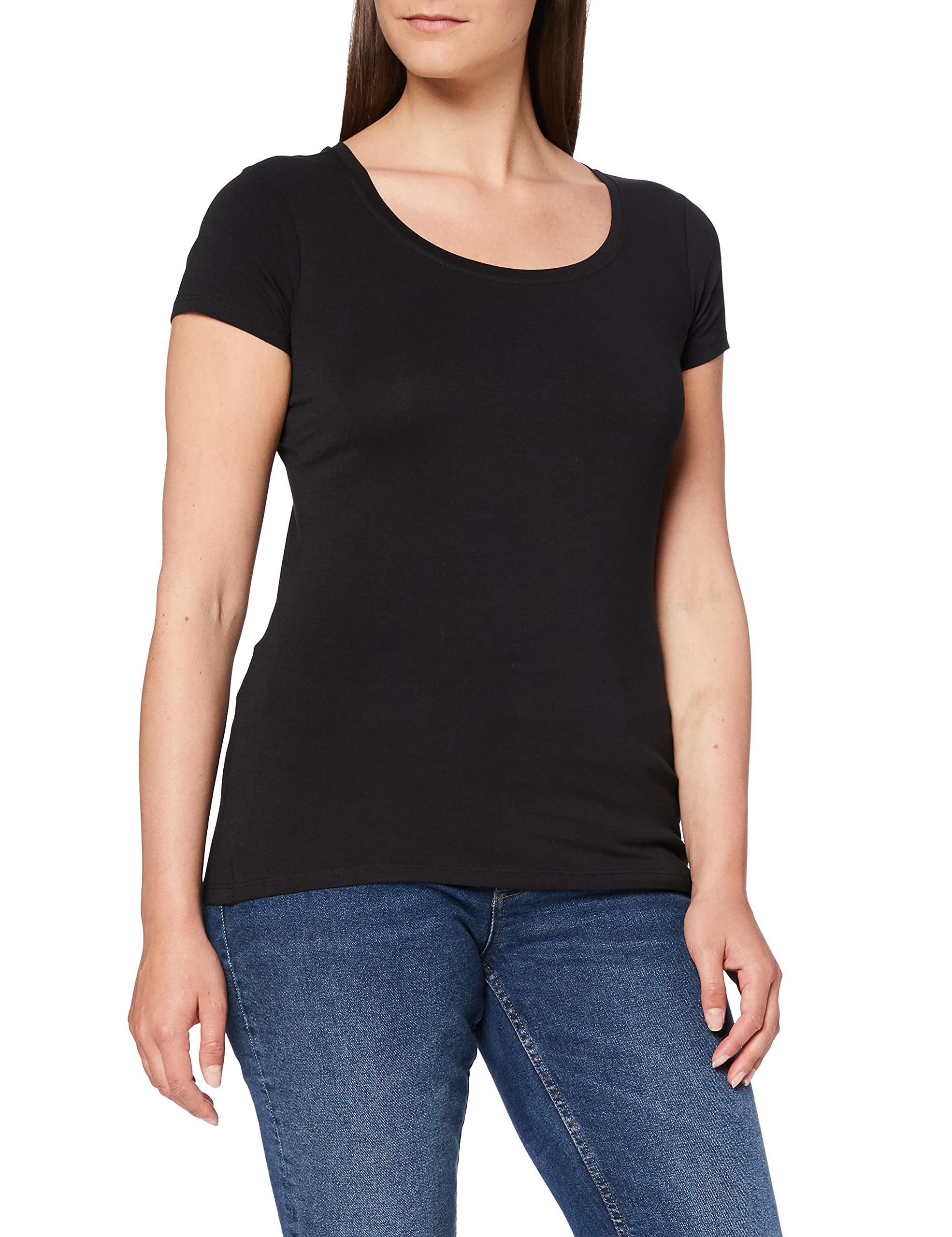 Stedman Apparel Women's Claire Crew Neck/ST9700 Premium Slim Fit Short Sleeve T-Shirt, Black Opal, Size 12 (Manufacturer Size:Medium)