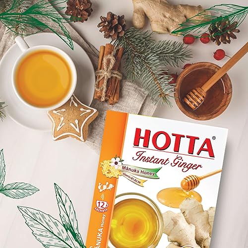 Miniatura 6 de HOTTA Bebida instantánea de jengibre con miel de manuka, naturalmente dulce, té de hierbas sin cafeína, alta en vitamina B1, B2 y B6, suave y