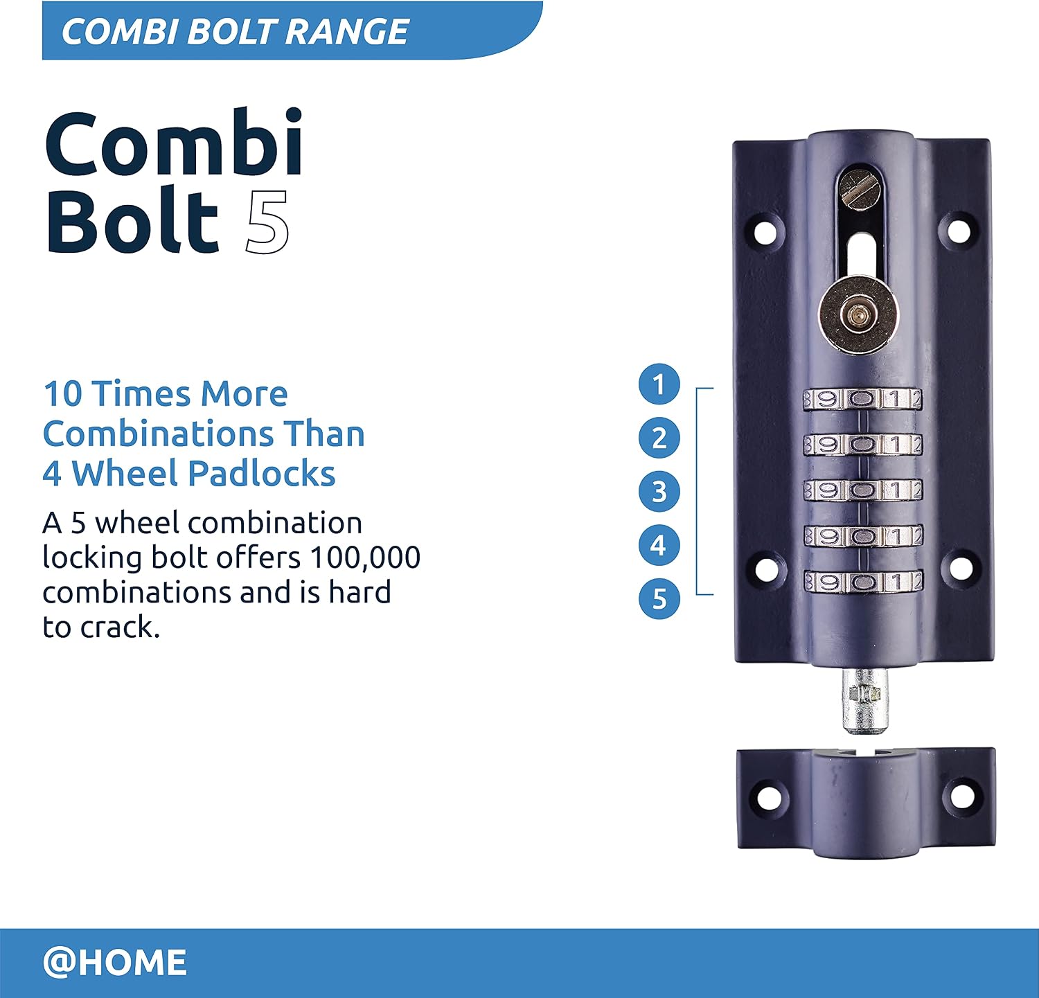 Squire Combination Locking Bolt | Unique Recodeable Combination Locking Bolt | Rust and Weatherproof (5 Wheel – 150mm)