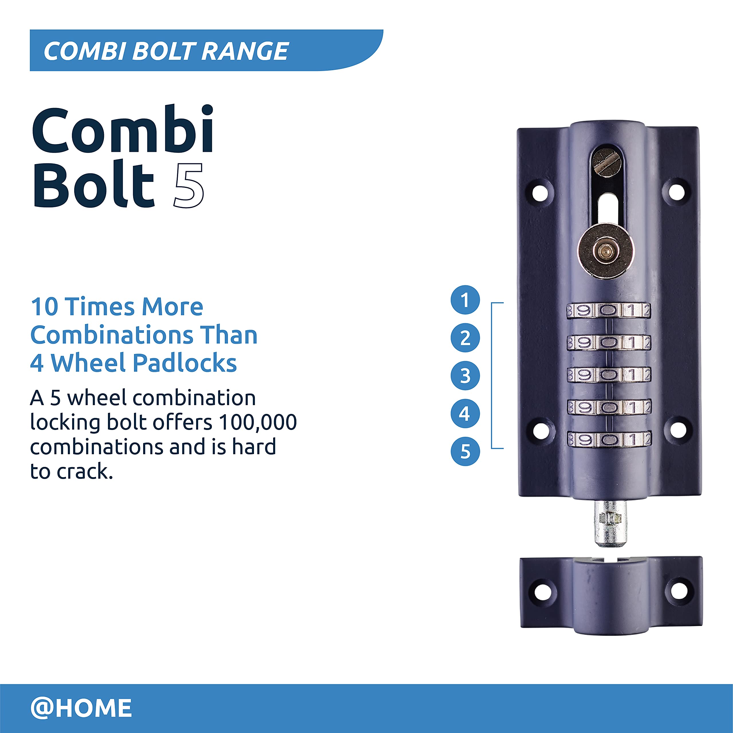 Squire Combi 5 Combination Locking Bolt, One Size, Blue