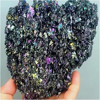 1 Pieza de 400-500 g de Piedra de carborundo de Colores, carburo de silicio, Cristal de Cuarzo Negro