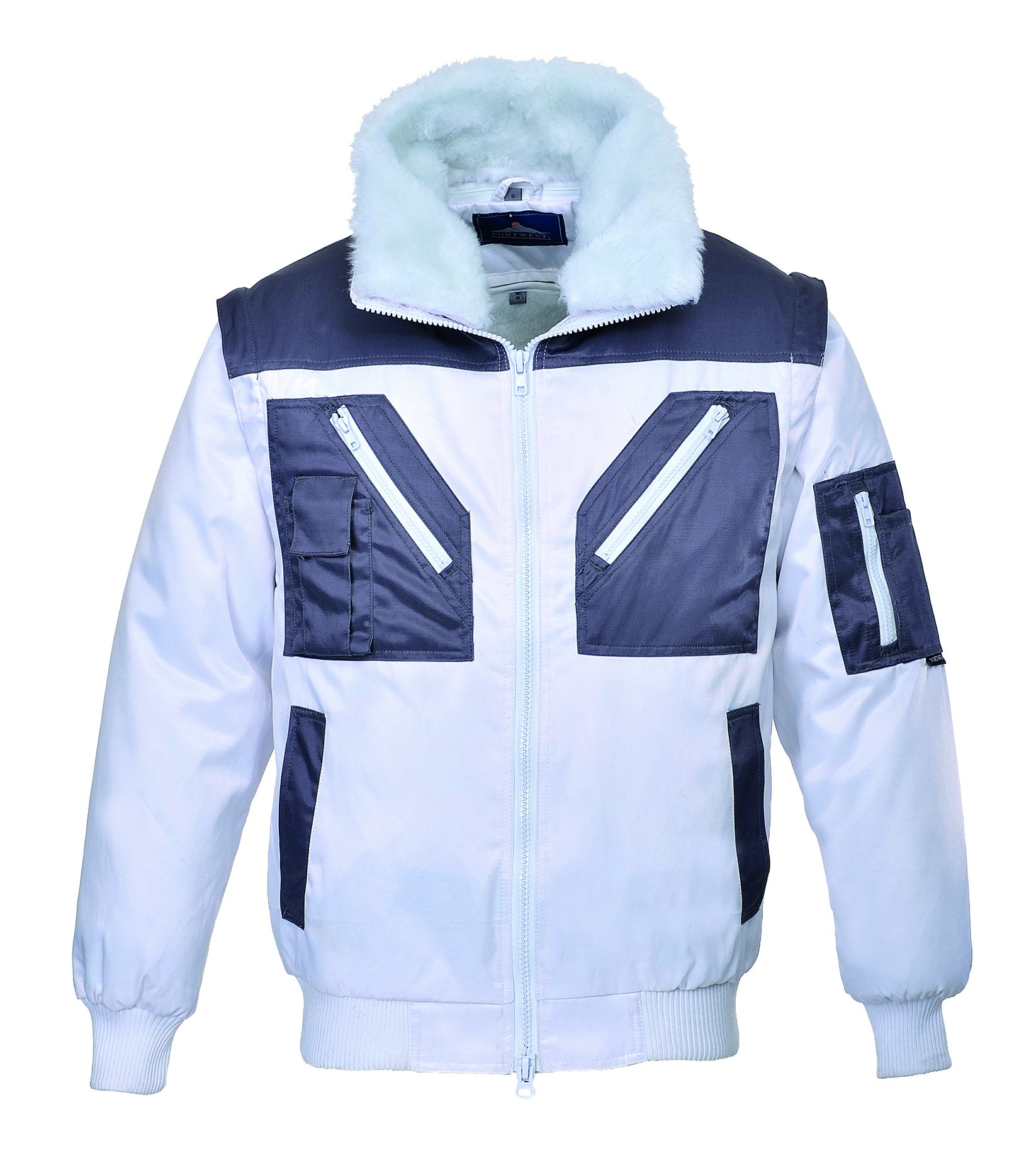 Portwest Two Tone Pilot Jacket, Size: L, Colour: White, PJ20WHRL