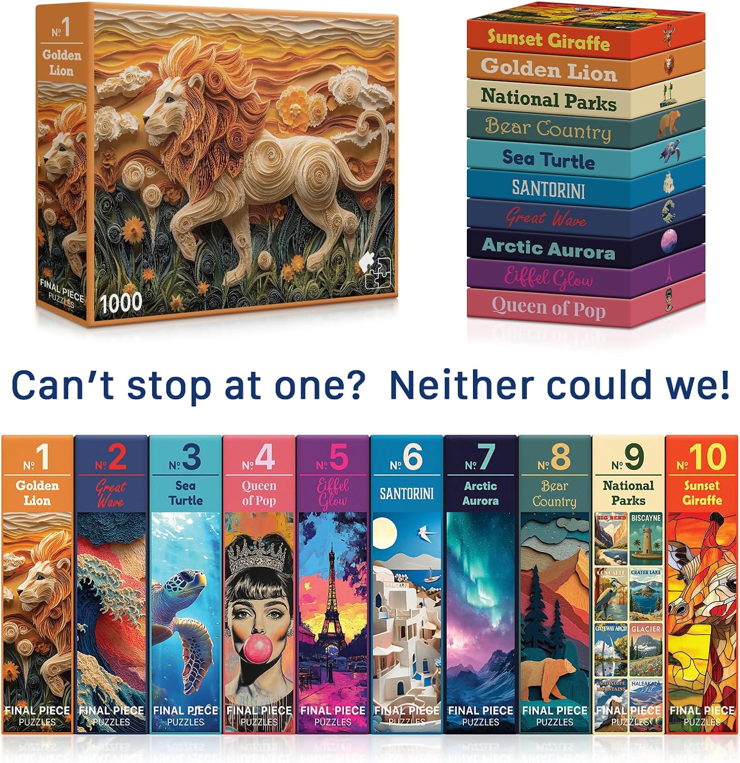 Golden Lion (#1) – 1000 Piece Jigsaw Puzzle for Adults | Premium European Blue Board | Satin Low-Glare Finish | Ribbon Cut | Bonus Poster | Display-Worthy Box | Printed in USA | Final Piece Puzzles