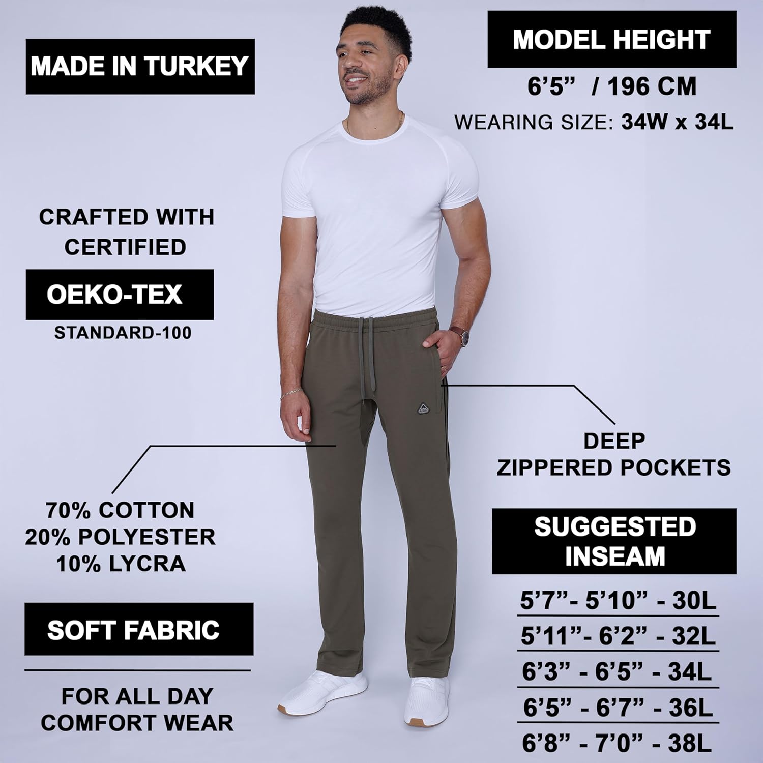 SCR Mens Sweatpants - Tall, Short Men's Athletic Sweat Pants - 30, 32, 34, 36, 38 Inseam