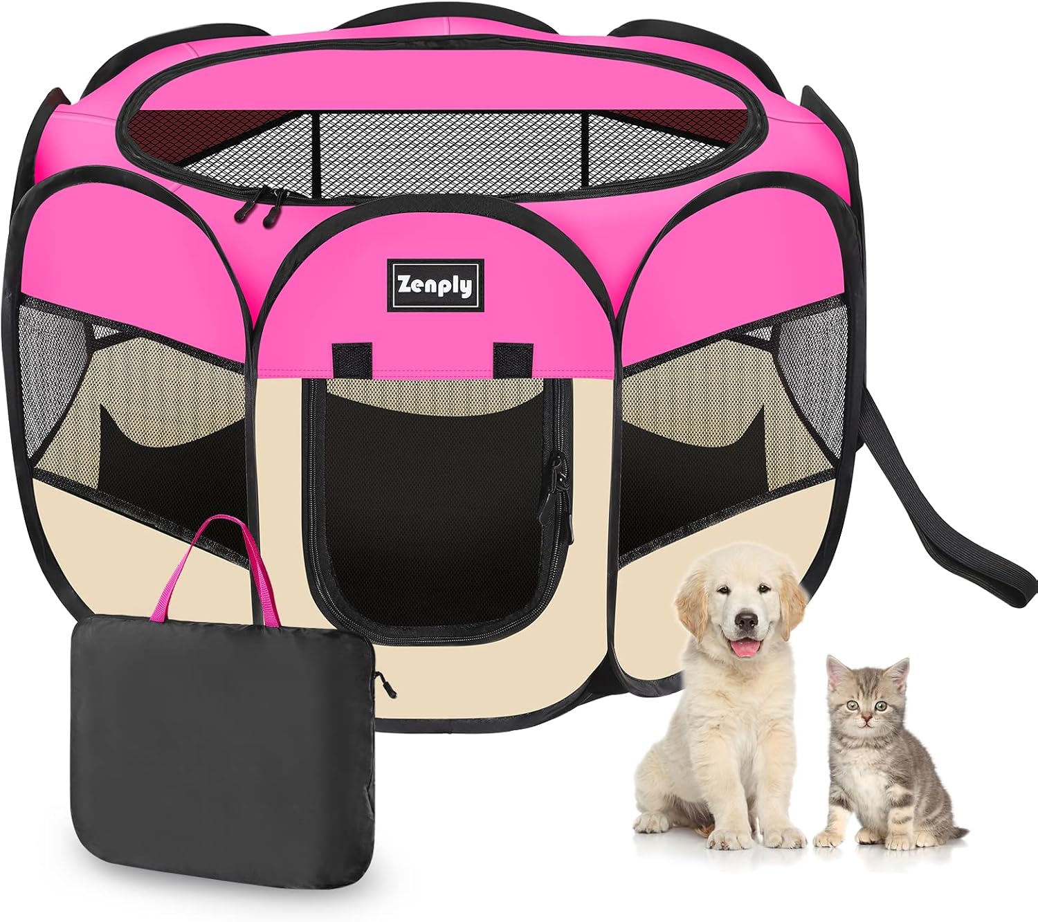 Portable Pet Dog Playpen, Pet Playpen Foldable Extra Heavy Duty Pop Up No Assembly