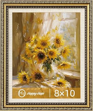 HappyHapi 8x10 Picture Frame Gold, Vintage Frames, 1 Pack