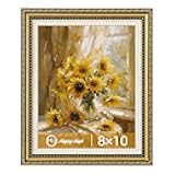 HappyHapi 8x10 Picture Frame Gold, Vintage Picture Frames for Wall or Tabletop Display, Antique Photo Frame for Wall DécorRetro Home Decor, 1 Pack