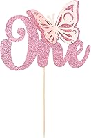 Vista 8 de Gyufise 1 pieza de decoración de pastel de mariposa Oh Baby con purpurina dorada para baby shower, decoración de pastel de mariposa para revelación