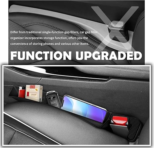 Miniatura 3 de 2 cajas organizadoras de espacio para asiento de automóvil, organizador de consola central de doble zona para almacenar teléfonos, llaves, tarjetas,