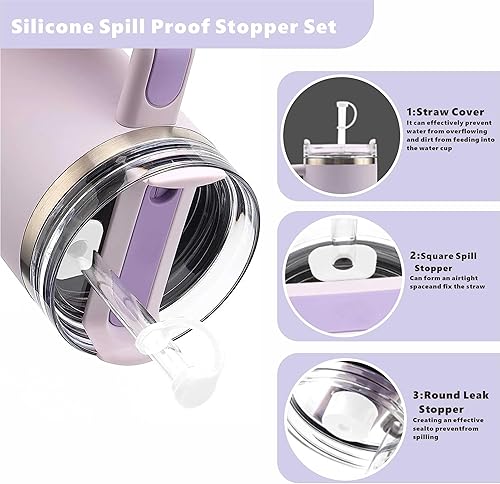 Miniatura 3 de Stanley Cup - Juego de accesorios que incluye 9 tapones de silicona a prueba de derrames, 3 tapas de paja para popotes de 0.39 a 0.39 pulgadas, 3
