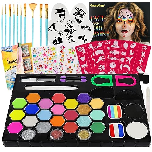 Face Painting Kit for Kids 24 Colors Water-Based Non-Toxic Face