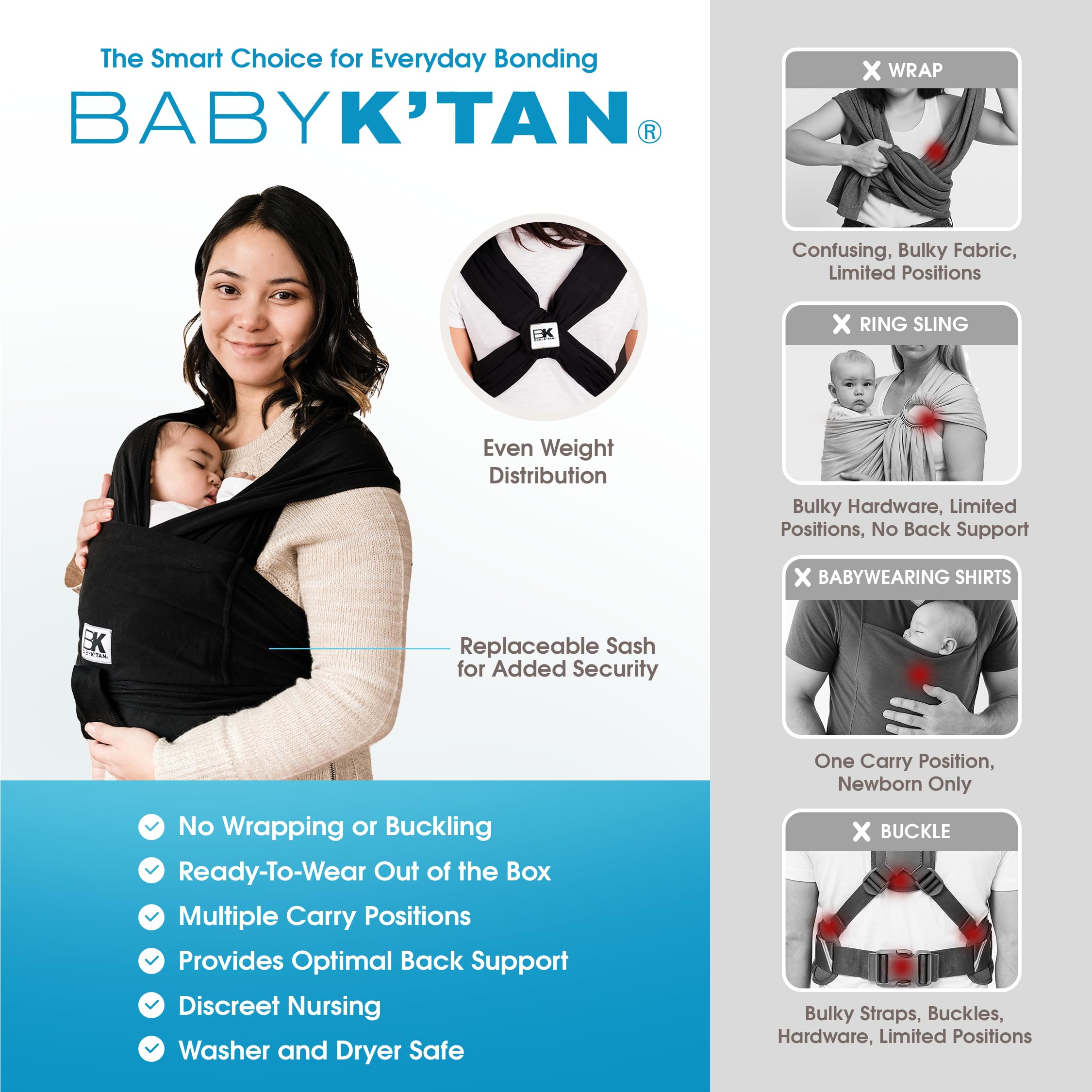 Ring Sling Baby Carrier Breeze Baby K'tan Baby Carrier, #1 Easy