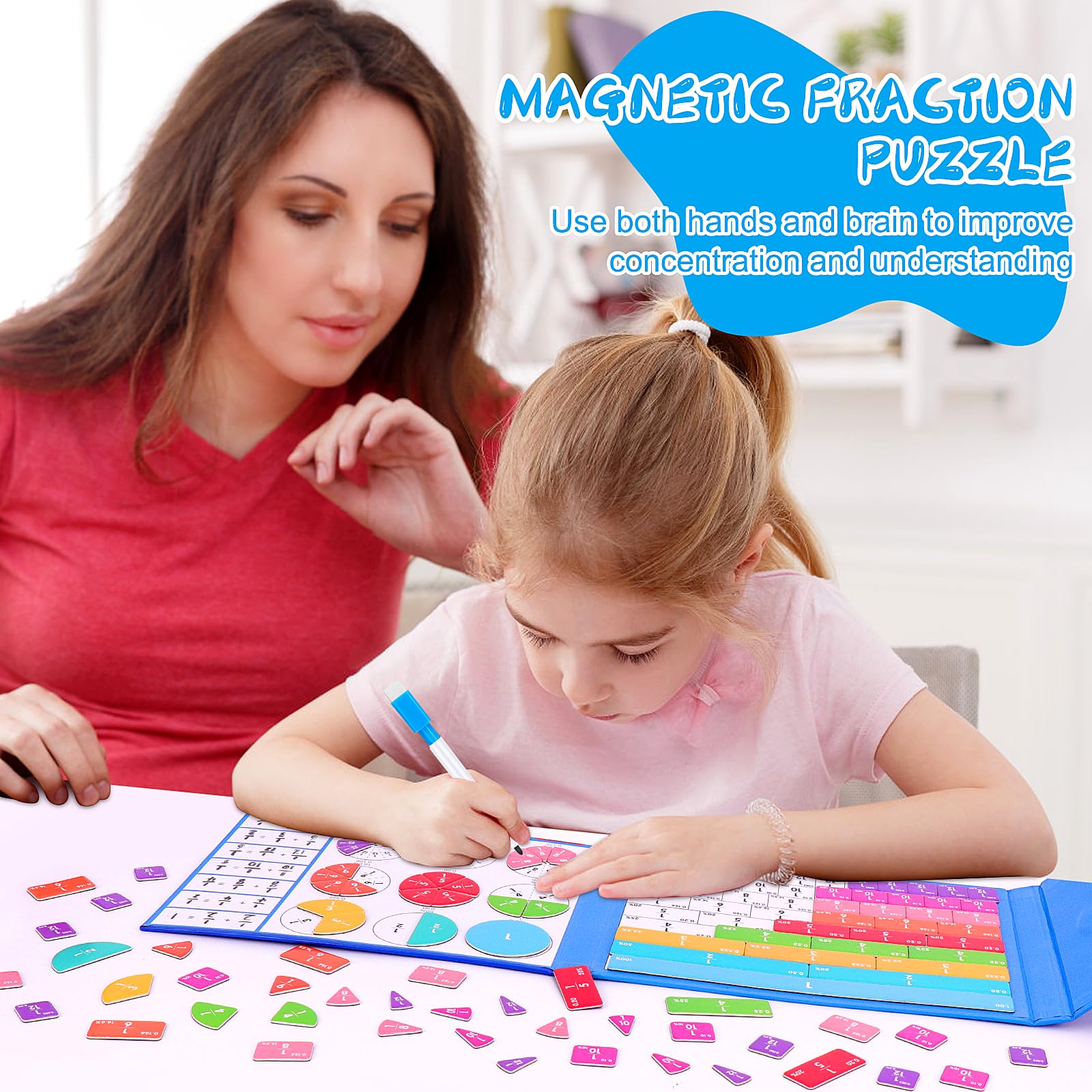 Homgaty Magnetic Fraction Tiles & Circles with Activity Explorer Board - Image 2