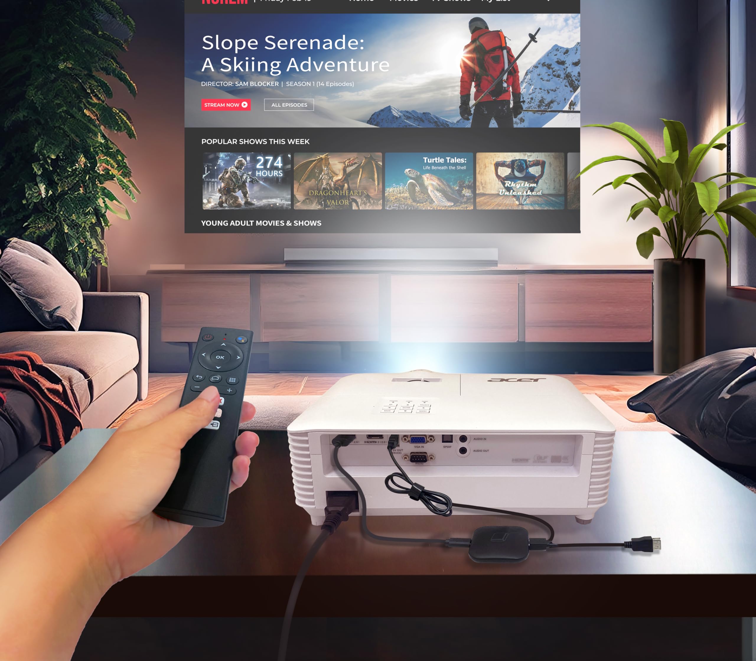 Acer H6816ATV Android TV DLP Proiettore (4K UHD (3.840 x 2.160 pixel) 4.000 ANSI lumen, contrasto 10.000:1, 3D, Keystone, 1 altoparlante da 10 Watt, HDMI (HDCP), bianco, Home Cinema
