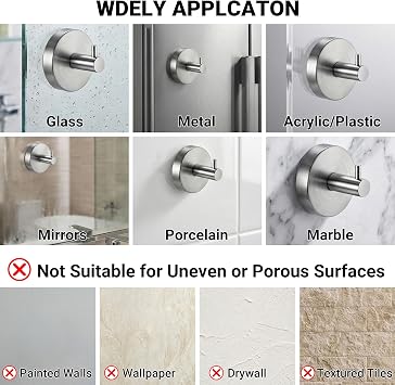 cleanan Suction Cup Hooks for Shower Wall - Heavy Duty Stainless Steel Bathroom Hanger, Vacuum Hooks for Inside Shower Glass Door & Tile, Waterproof Towel Robe & Loofah Holder No Drill (2 Pack)