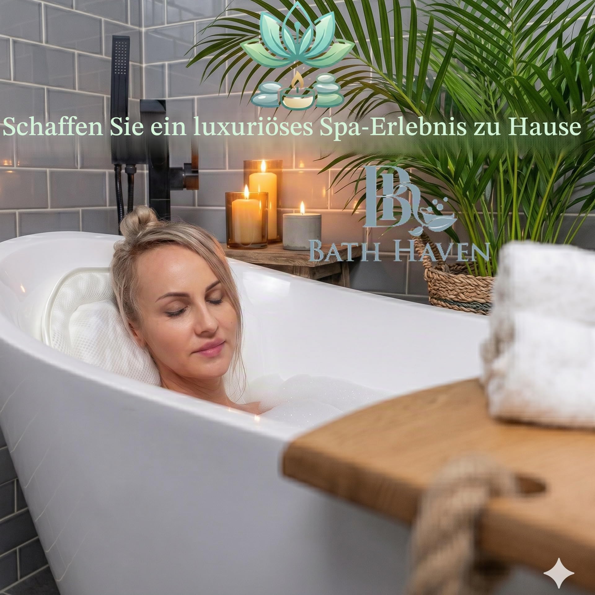 Bath Haven Badewannenkissen Luxuriöses Nackenkissen Badewanne, Wannenkissen - Schnell Trocknendes Badekopfkissen, Maschinenwaschbar - Inklusive Waschbeutel Und Reisetasche – Weiß Flucht