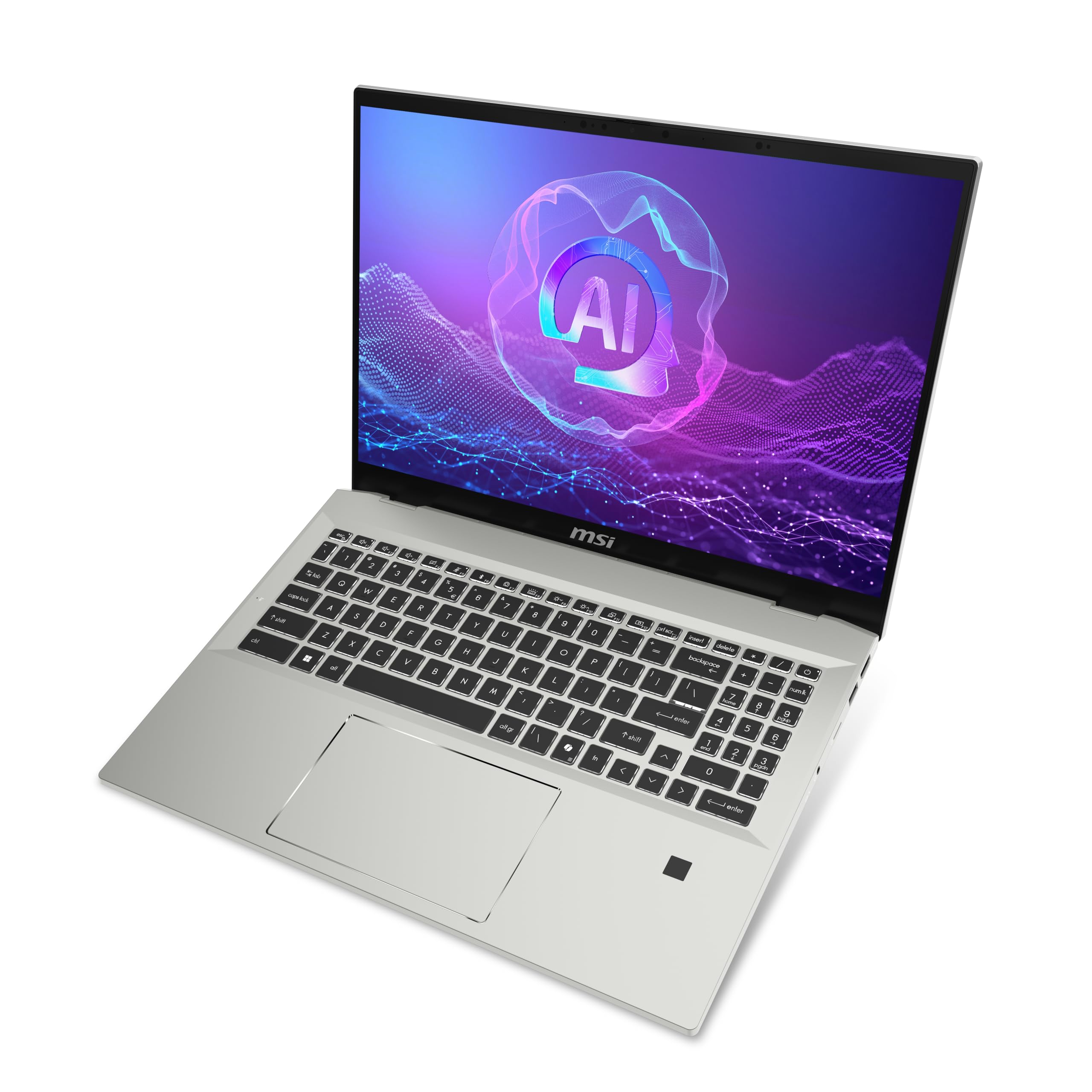 msi Prestige A16 AI+ A3HMG-064IT, Notebook Copilot+ PC, 16" UHD+ OLED 60Hz, AMD Ryzen AI 9 365, AMD Graphics, RAM 32GB LPDDR5x 7500MHz, 1TB SSDPCIe4, WiFi 7, Win 11 Home Layout e Garanzia ITA Argento