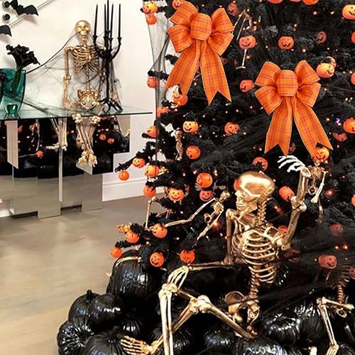 Miniatura 10 de TONIFUL Cinta de arpillera de rayas naturales naranjas de 2.5 pulgadas con borde con cable, cinta de Acción de Gracias, otoño, Halloween, Navidad,