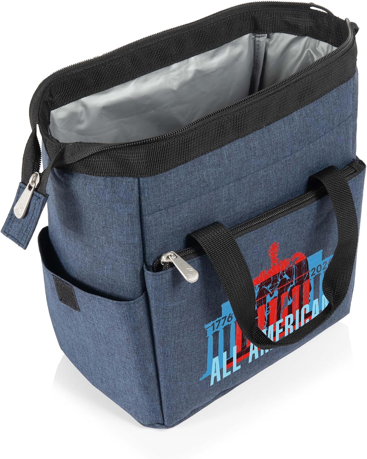 PICNIC TIME America250 On The Go Lunch Bag Cooler, Soft Insulated Lunch Box with Expandable Compartment and Accessory Pockets for Work and Travel, (Navy Blue)