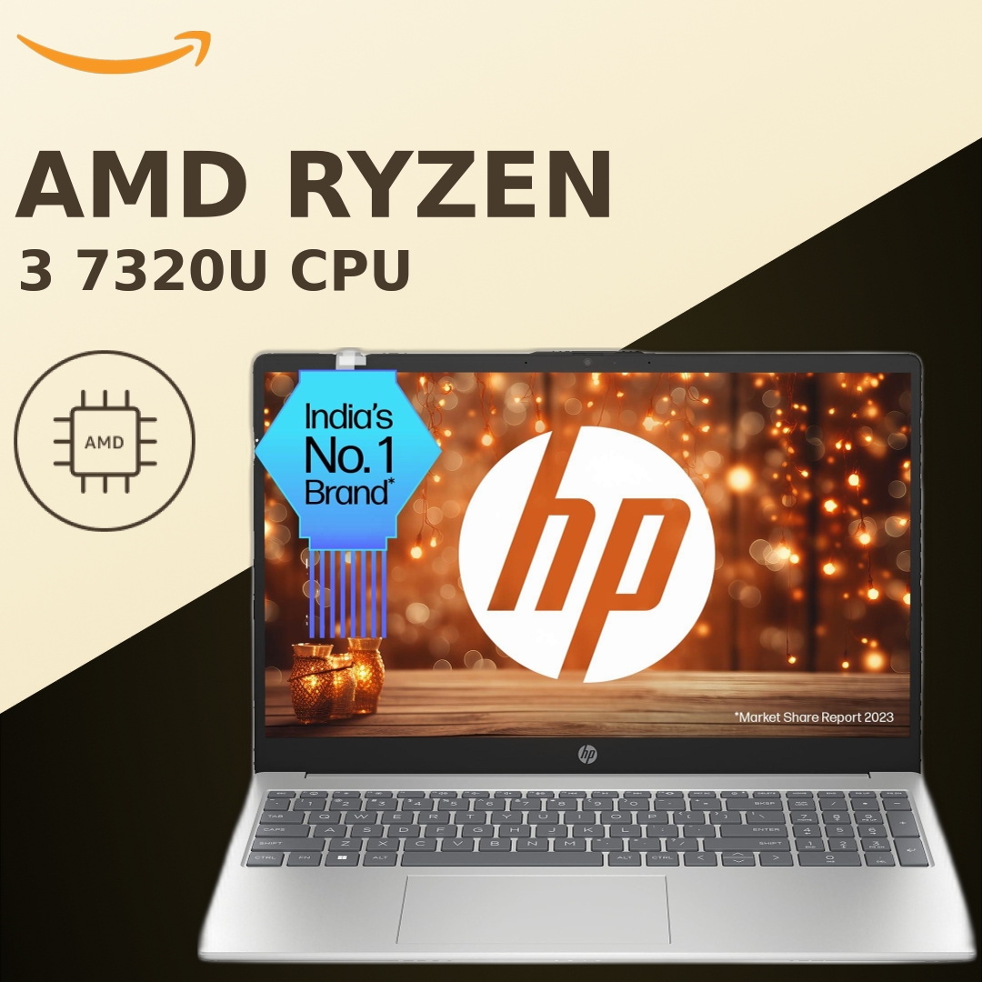 HP 15, AMD Ryzen 3 7320U (8GB DDR4 fc0026au, Backlit Keyboard
