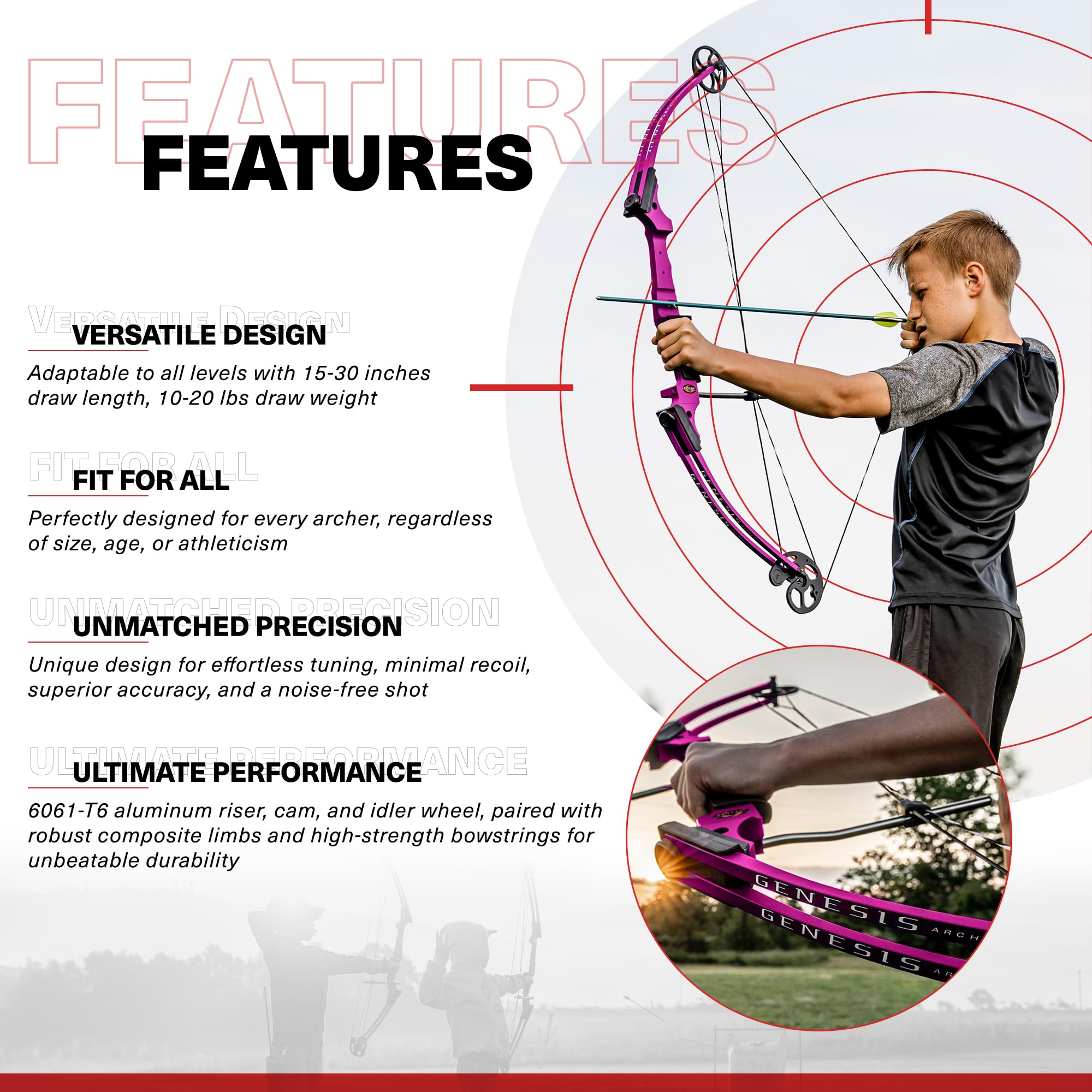 Genesis Archery Compound Bow w/Adjustable Draw Length from 15