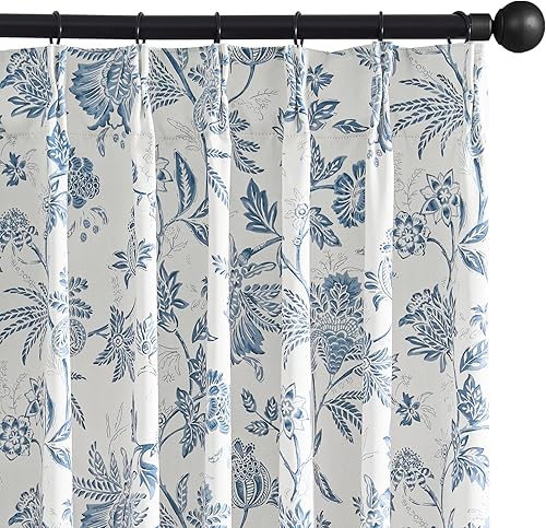 Miniatura 18 de jinchan Cortinas opacas florales para dormitorio, 63 pulgadas de largo, cortinas opacas con estampado de flores, pestañas traseras de campo francés,