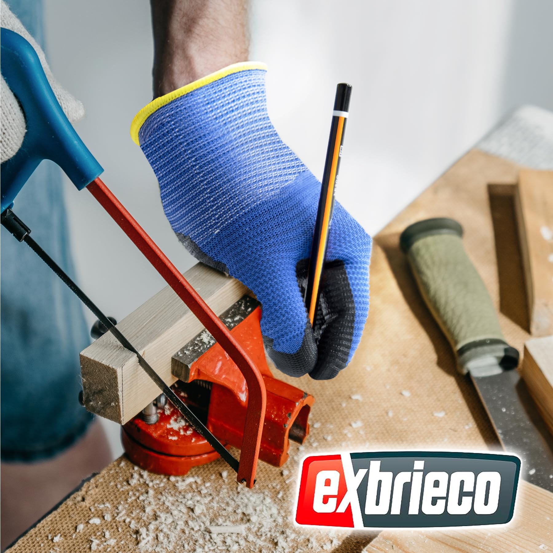 Guantes de Protección CAT2, Guantes de Trabajo en Poliéster y Nitrilo Ideales para Mecánica, Fontanería, Construcción, Guantes Ligeros, Cómodos, Resistentes a la Abrasión, 3,6,12o240 Pares