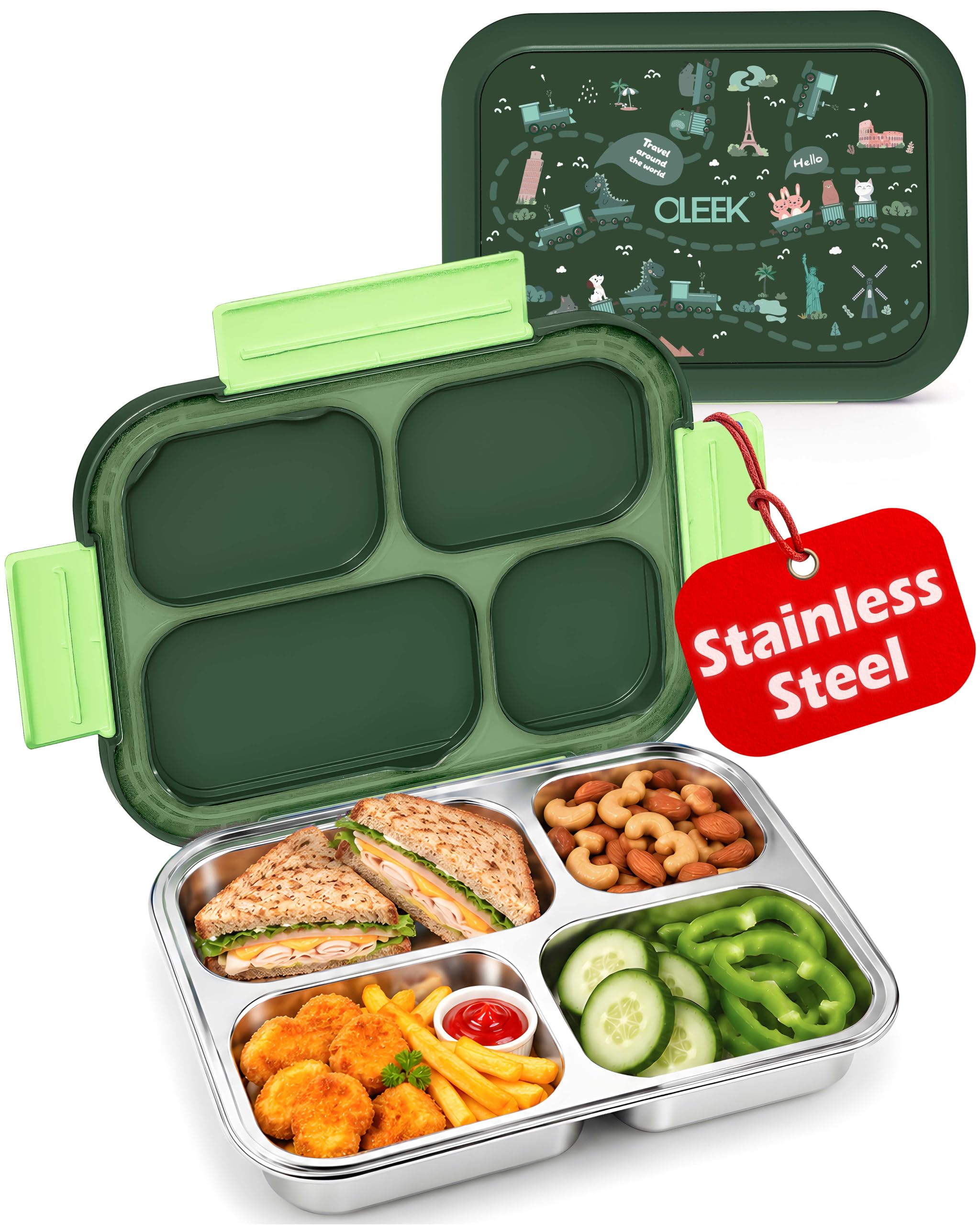 OLEEK kids lunch box stainless steel, bento box stainless steel