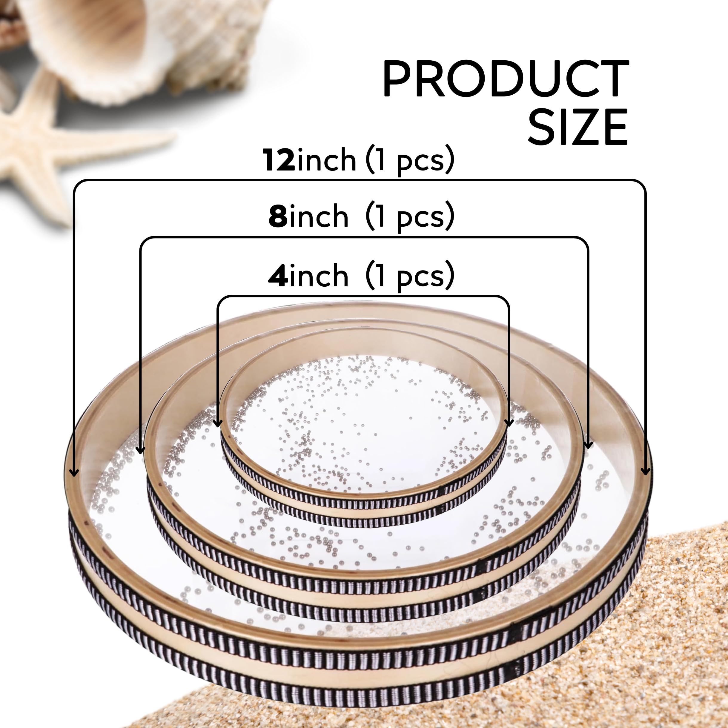 Pack of 3 Sound Healing Instruments - Ocean Drums 12 Inch Ocean Sound Drum for Meditation 8 Inch Wave Drum for Relaxation 4 Inch Healing for Stress Relief