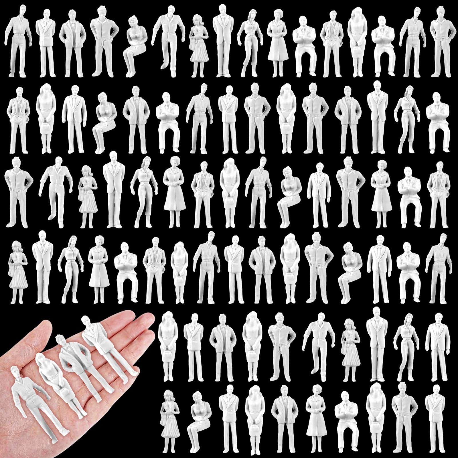 Namalu 100 Pcs Tiny People Figures Miniature 1: 25 Scale Unpainted