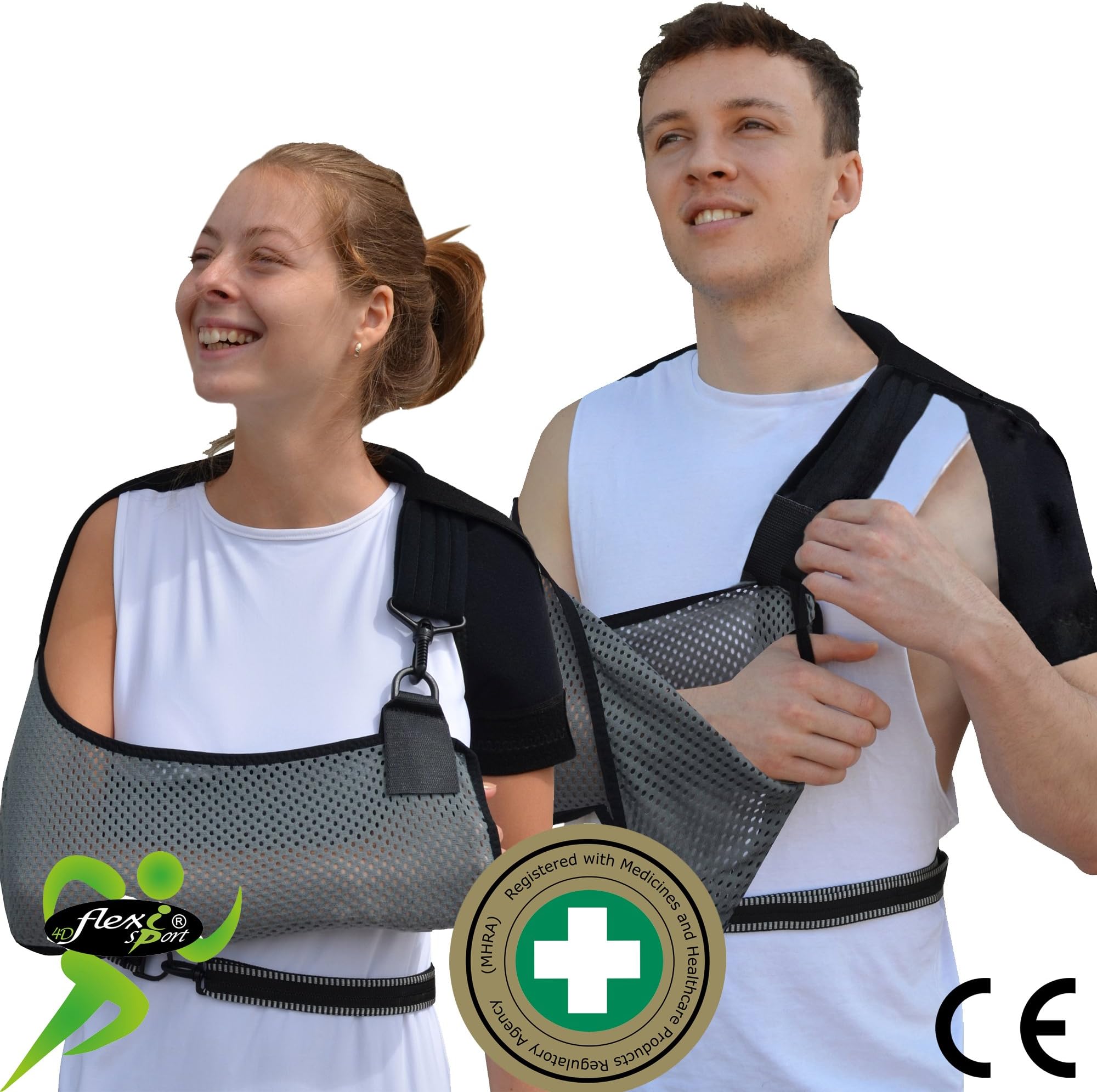 Arm Support Deluxe-Ultra Arm Sling/Blk Trim, Easy-Sizing 12yrs to LRGE Adult, R or L, Anti Neck-ACHE Design-Protecting Vulnerable Muscles & Nerves. Luxuriously Soft-Stretch Cool-Airflow, Unisex.