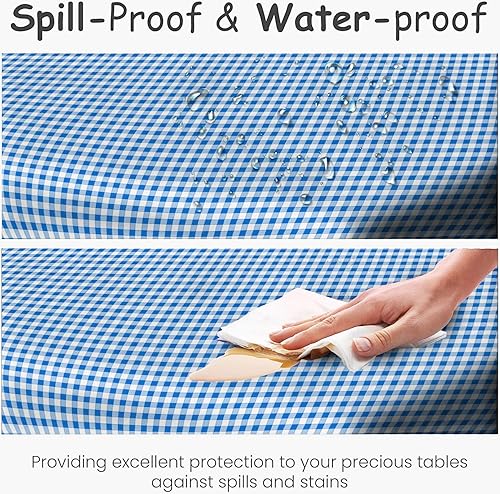 Miniatura 4 de HSGUS Paquete de 14 manteles rectangulares desechables de plástico de alta calidad a cuadros de 54 x 108 pulgadas, manteles desechables para