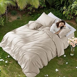 100% Linen Duvet Cover Set Queen Size, Pure Natural French Flax Linen Du...