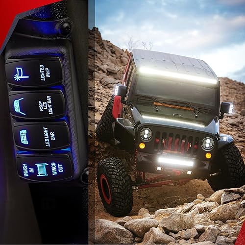 Miniatura 35 de Barra de luz LED Nilight. arnés de cableado, kit de 12 V, interruptor basculante, láser de 5 pines, interruptor de encendido y apagado impermeable