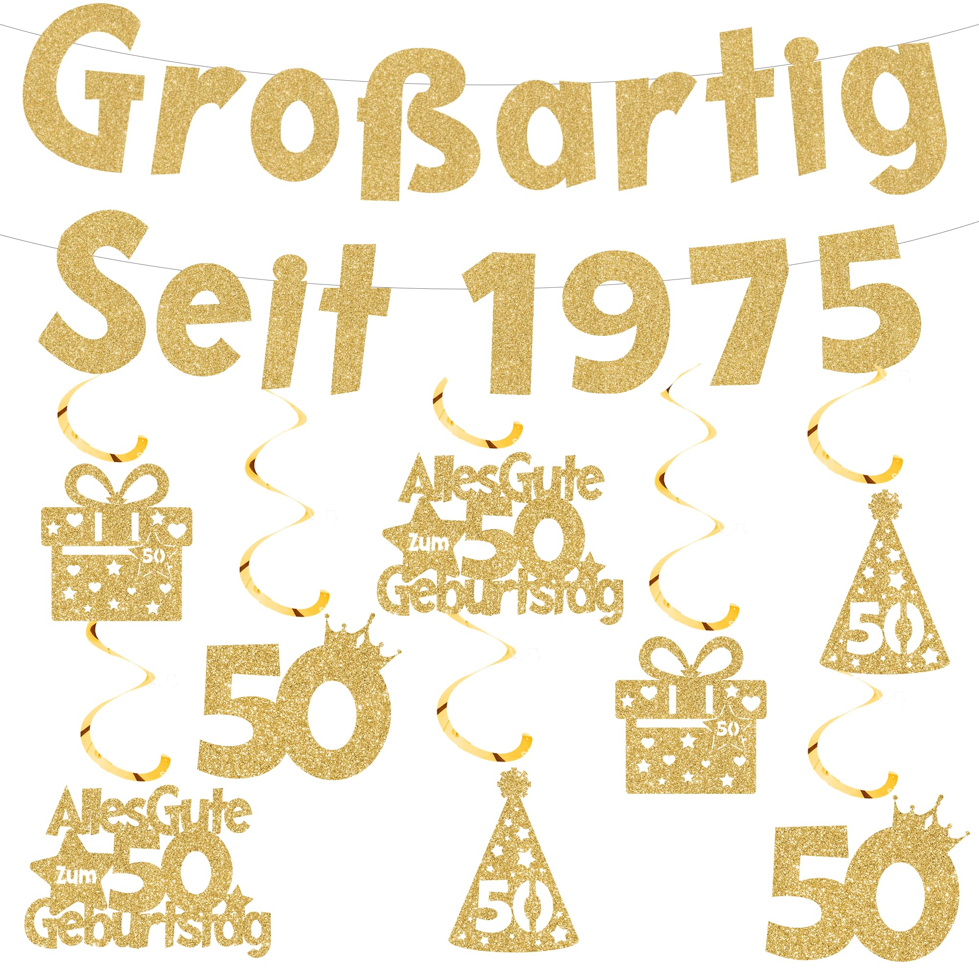 Ghirlanda Festone Per 50° Compleanno - Striscione 'Happy Birthday' In Tessuto, 5.7 Metri, Decorazioni Per Uomo/donna - 3