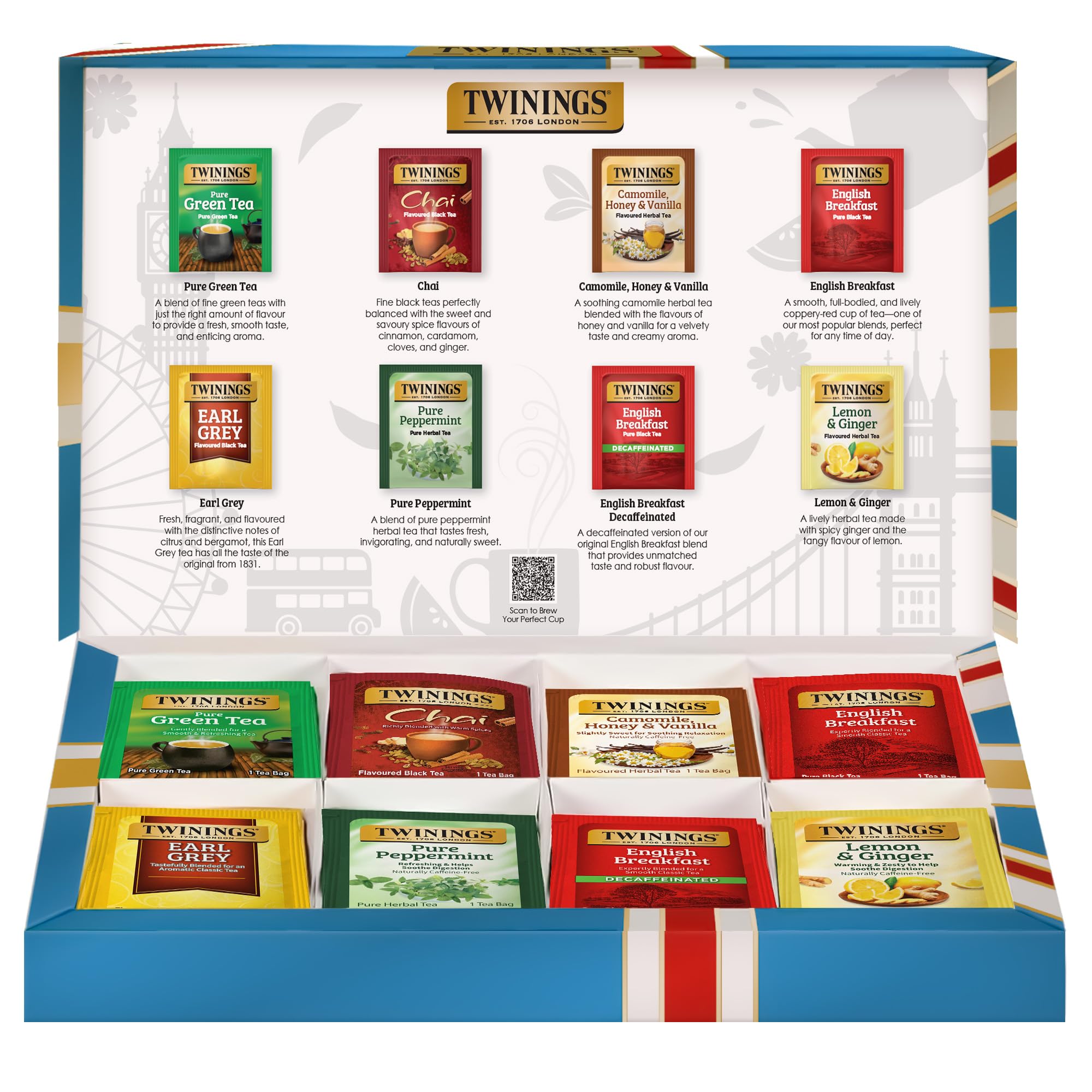 Twinings of London Tea Classics Collection, Variety Gift Box Sampler, 48 Tea Bags (Pack of 1)