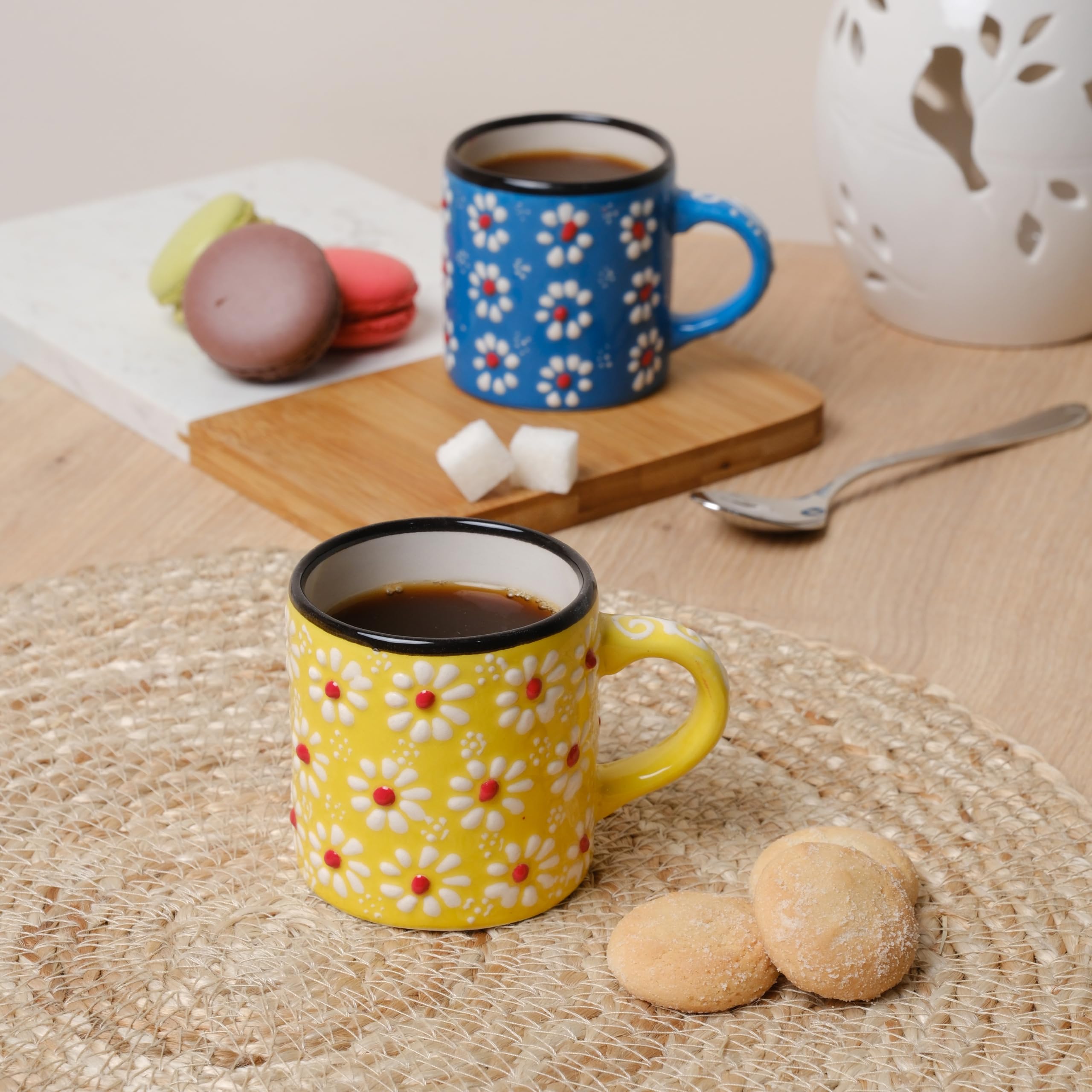 Tazze Ceramica Lavabili Lavastoviglie Set 6 Tazze Da Tè E Piattini