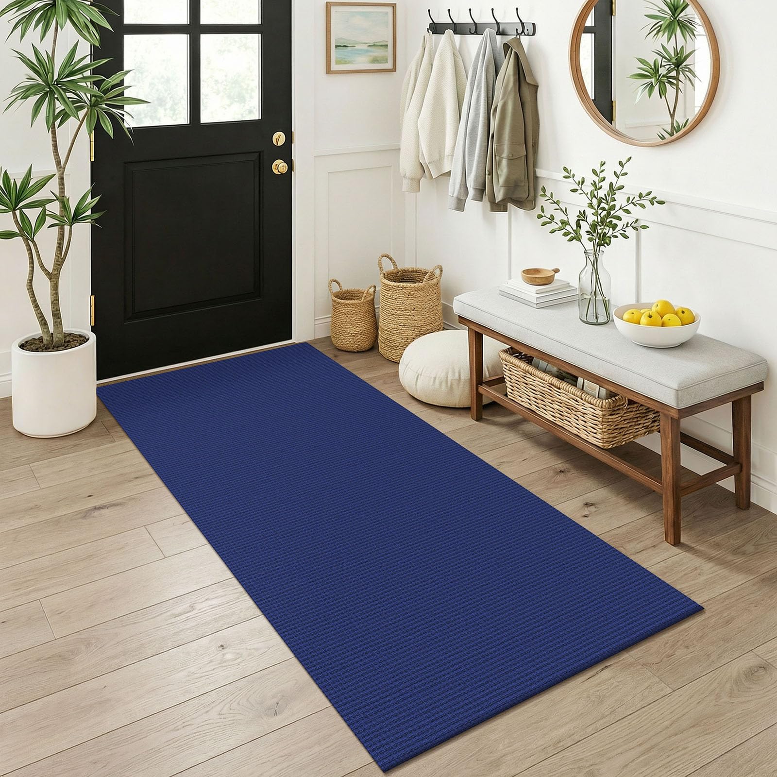 KOZYFLY 3x6 Washable Runner Rug, Non Slip Wide Runners for Hallway, Woven Large Entryway Runners, Braided Floor Carpet Runner for Entry, Kitchen, Bedside, Hall, Deep Navy Blue — image 1