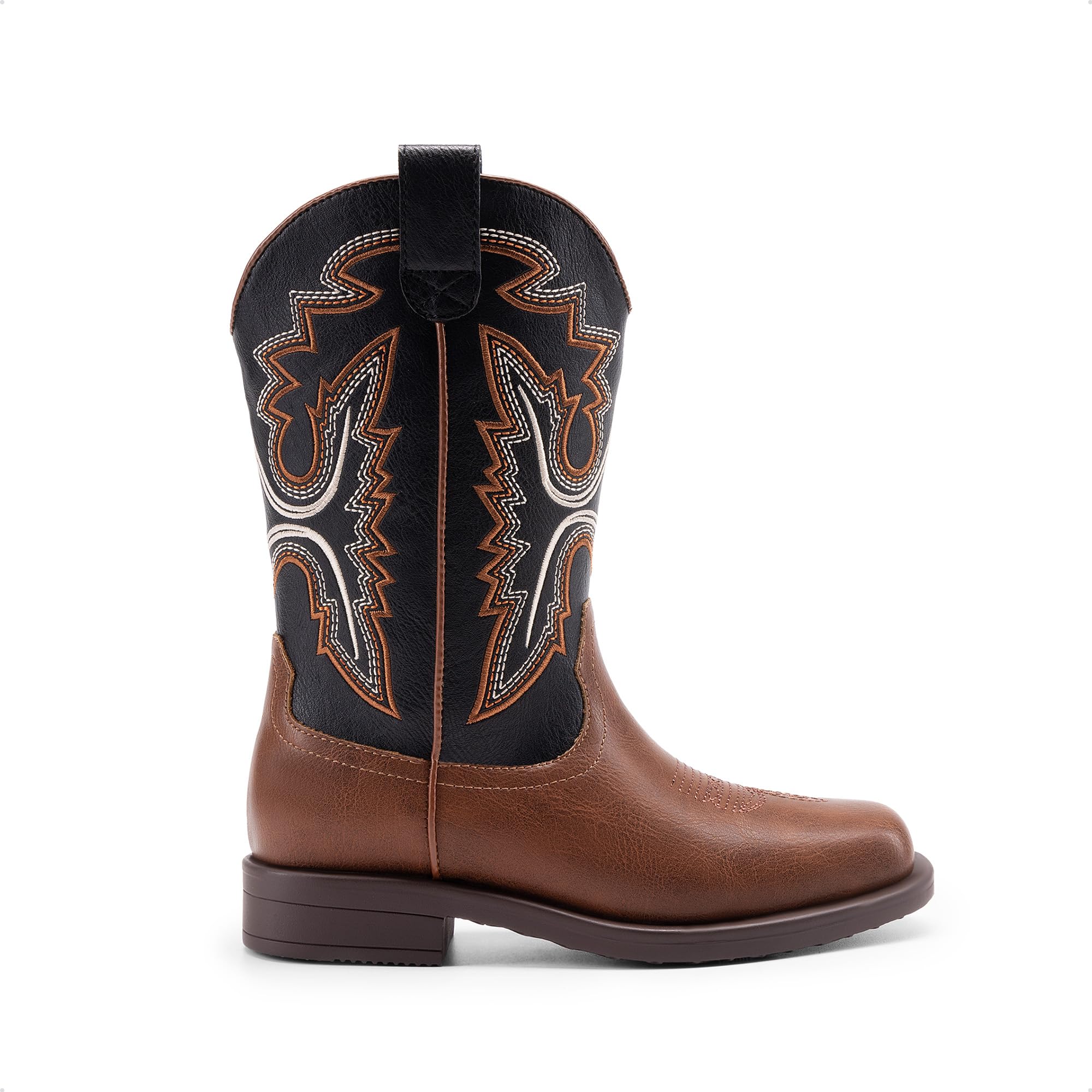 DREAM PAIRS Stivali da cowboy per ragazzi e ragazze stivali da equitazione con punta quadrata stile western