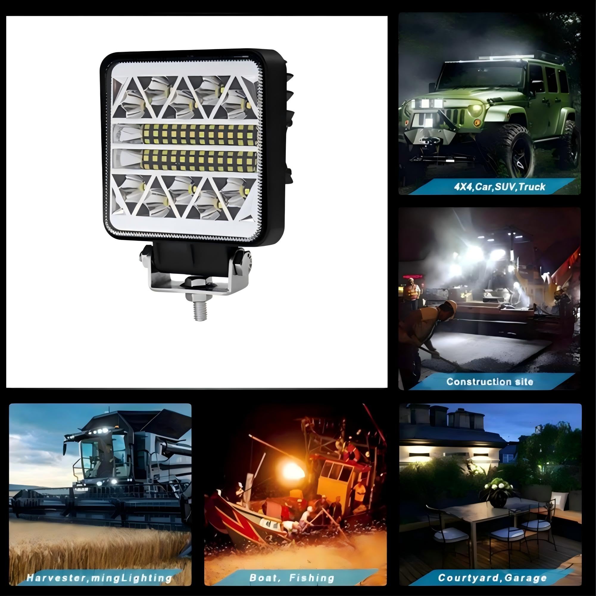 Faro da Lavoro a LED per Trattore 2X102W, Proiettore LED per Auto 12V 24V per Camion, Trattore, Veicolo Tutto Terreno, Barca