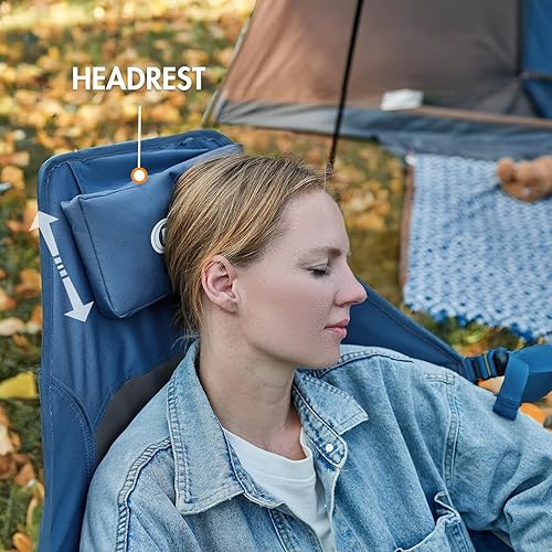 Miniatura 7 de PORTAL Hamaca térmica, silla de campamento, sillas giratorias portátiles para exteriores, mecedora para adultos con respaldo y altura ajustables